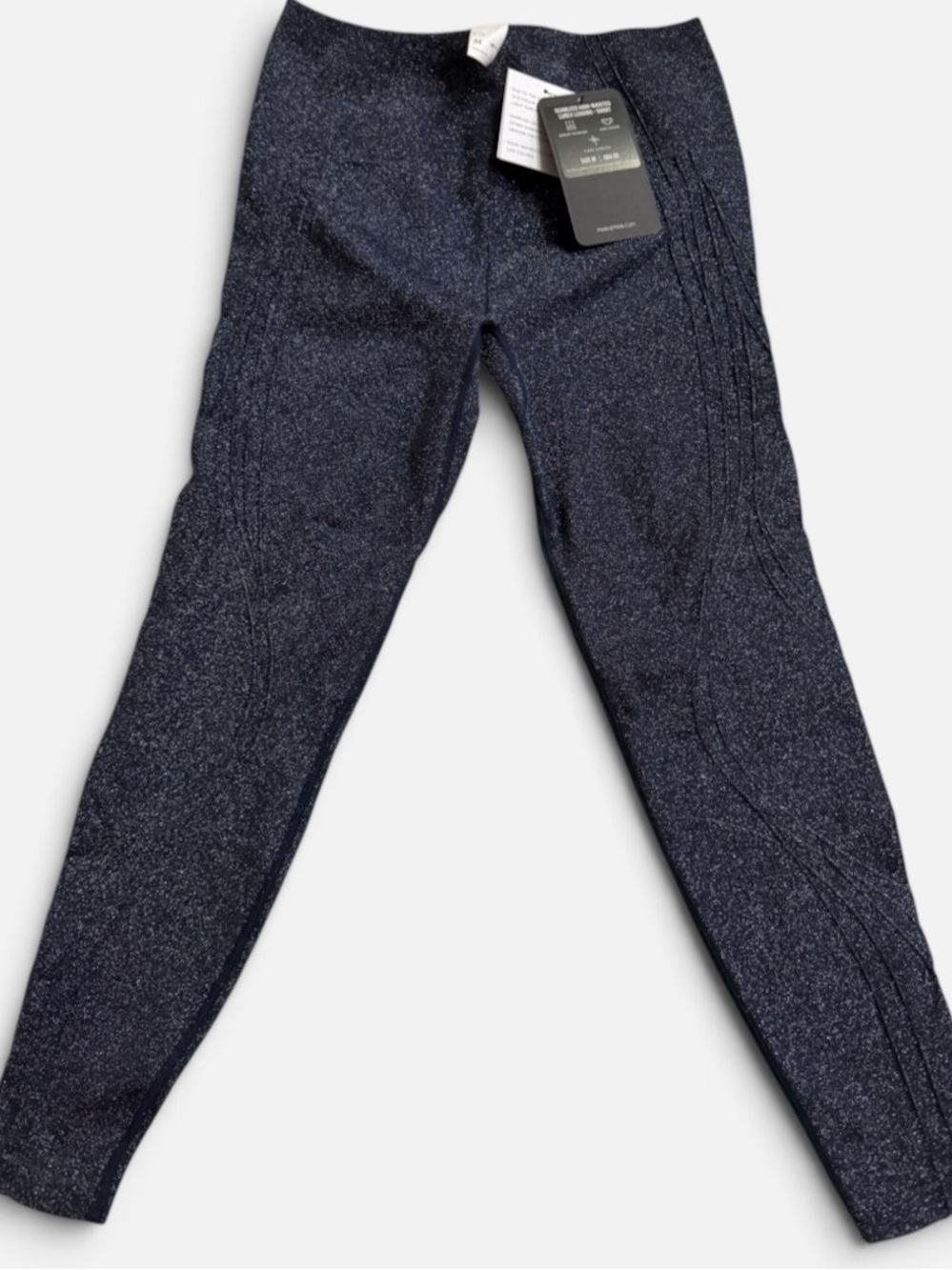 NWT Fabletics Seamless High-Waisted Navy Ankle Leggings Sweat Wicking Stretch M